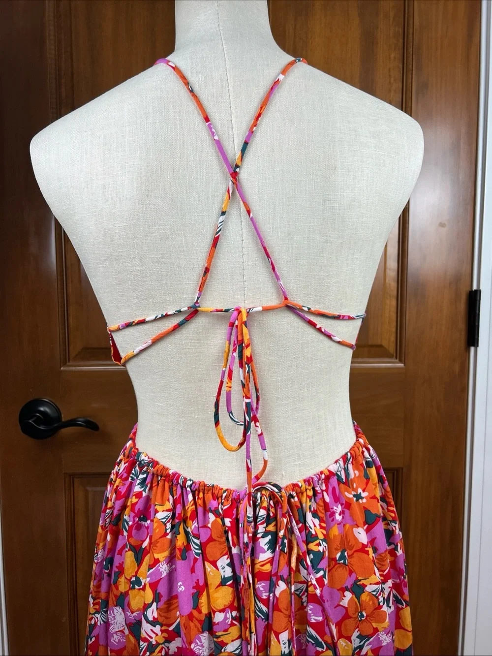 Petal and Pup Women Señorita Print Drop back Maxi Dress Floral Artsy Boho Sz 8 - Picture 9 of 14